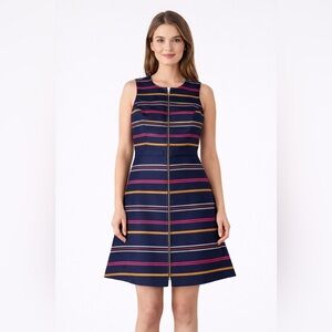 Tommy Hilfiger Navy Striped Zip Front Sheath Dress Size 12
